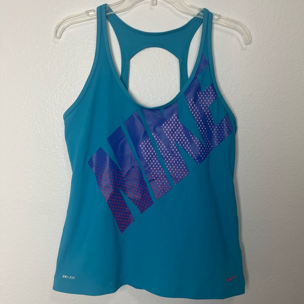 Nike Blue Racerback Tank Top Built in Bra